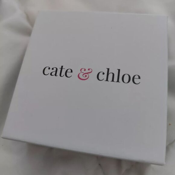 Cate & Chloe Bianca Hoop Earrings 18k White Gold Plated, Swarovski Crystal 25mm - Picture 3 of 8